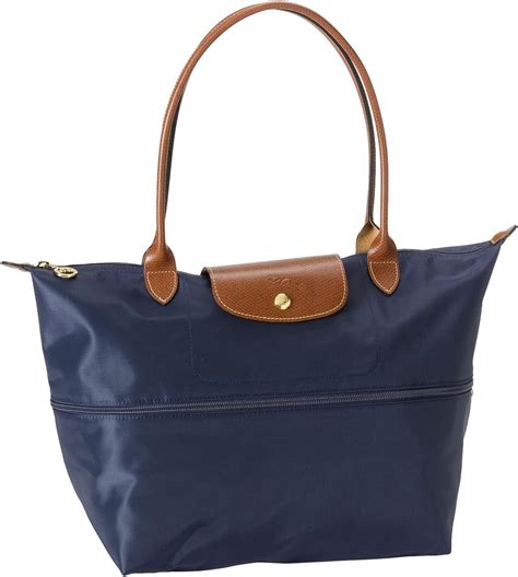 longchamp le pliage cuir travel bag|longchamp expandable tote with strap.